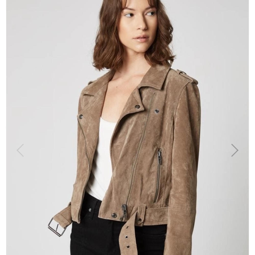 Blanknyc Moto Suede Jacket in French taupe